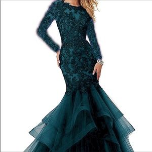 Teal beaded Mermaid Gown